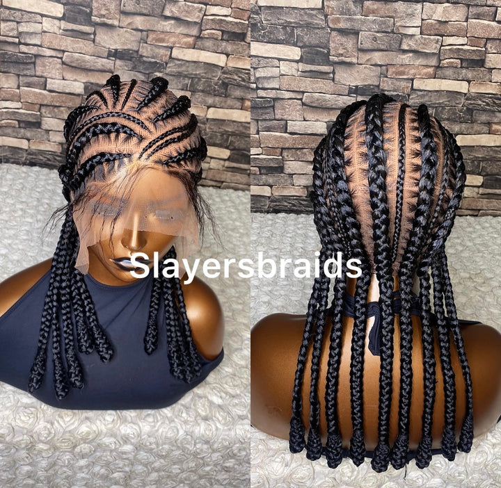 PreStyled Glueless Tribal Fulani Cornrow Bob Wig