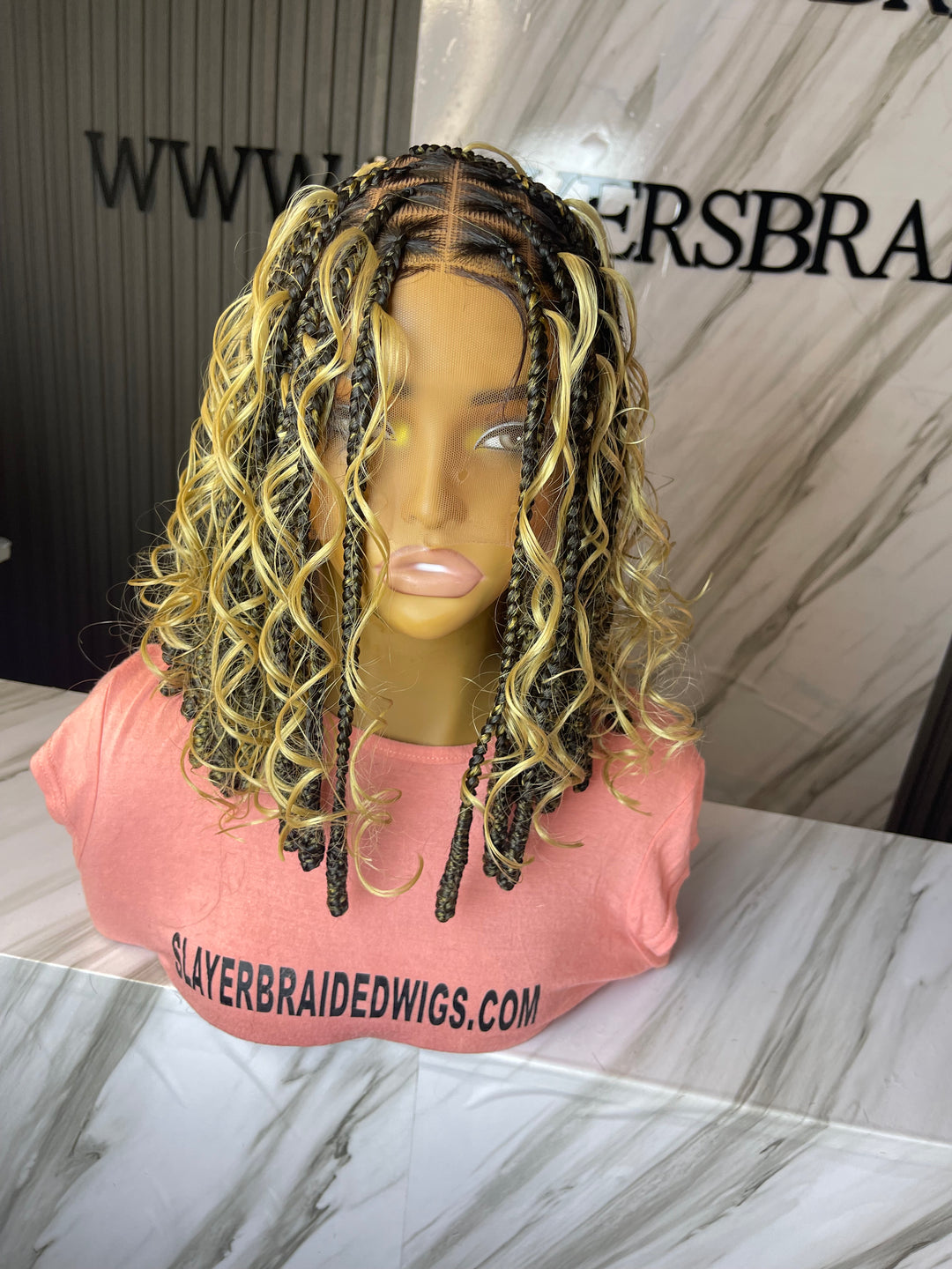 Fast Ship Curly Knotless Bob Wig -Nina T27