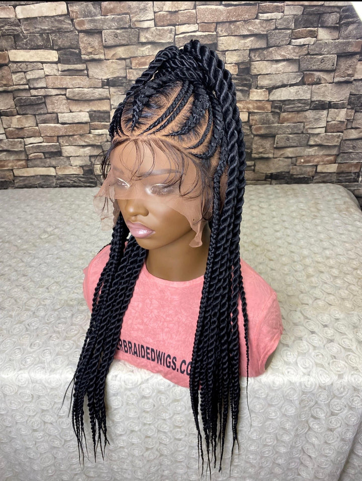 Updo Cornrow Twist Braids Wig: 
