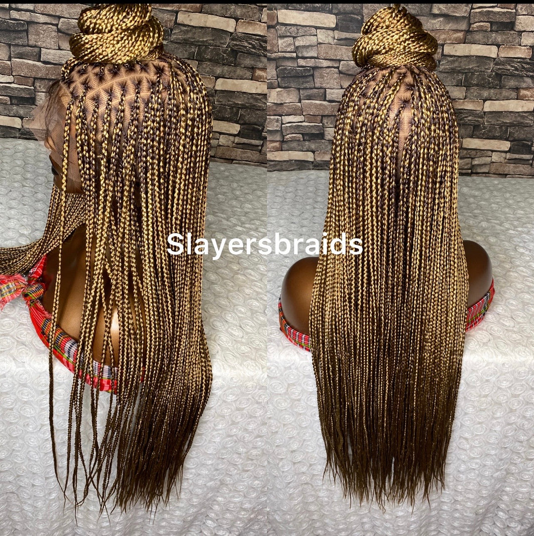 Mixed blonde Knotless Braid Wig Protective Style For Women -Sheria