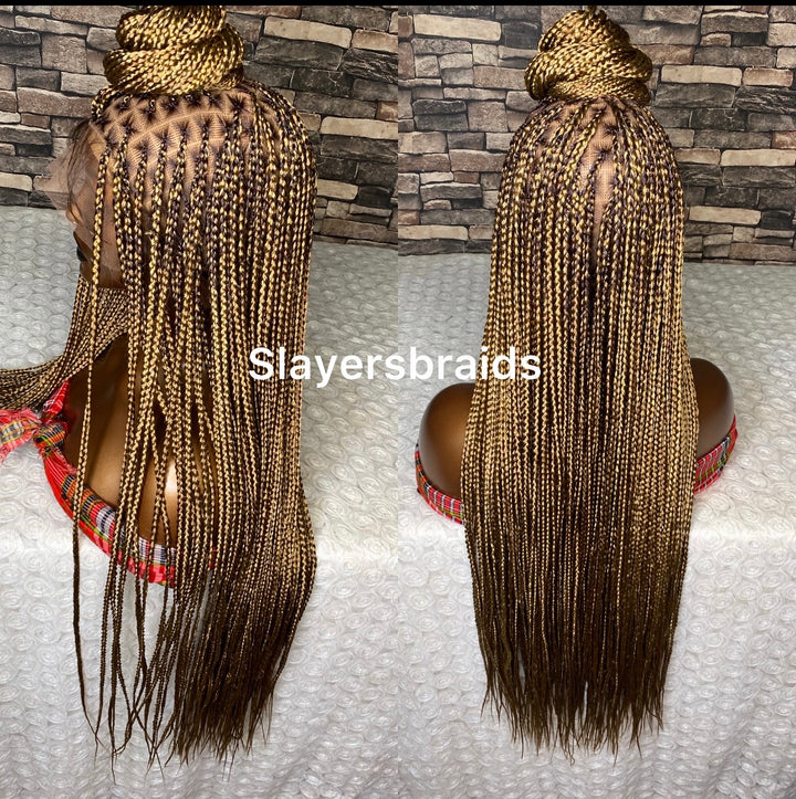 Mixed blonde Knotless Braid Wig Protective Style For Women -Sheria