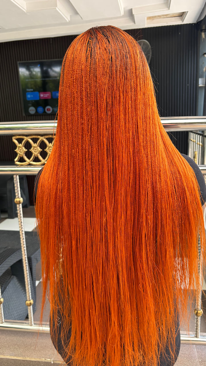 Mini MicroTwist Braided Wig | Long born Straight Wig  -Nano Orange