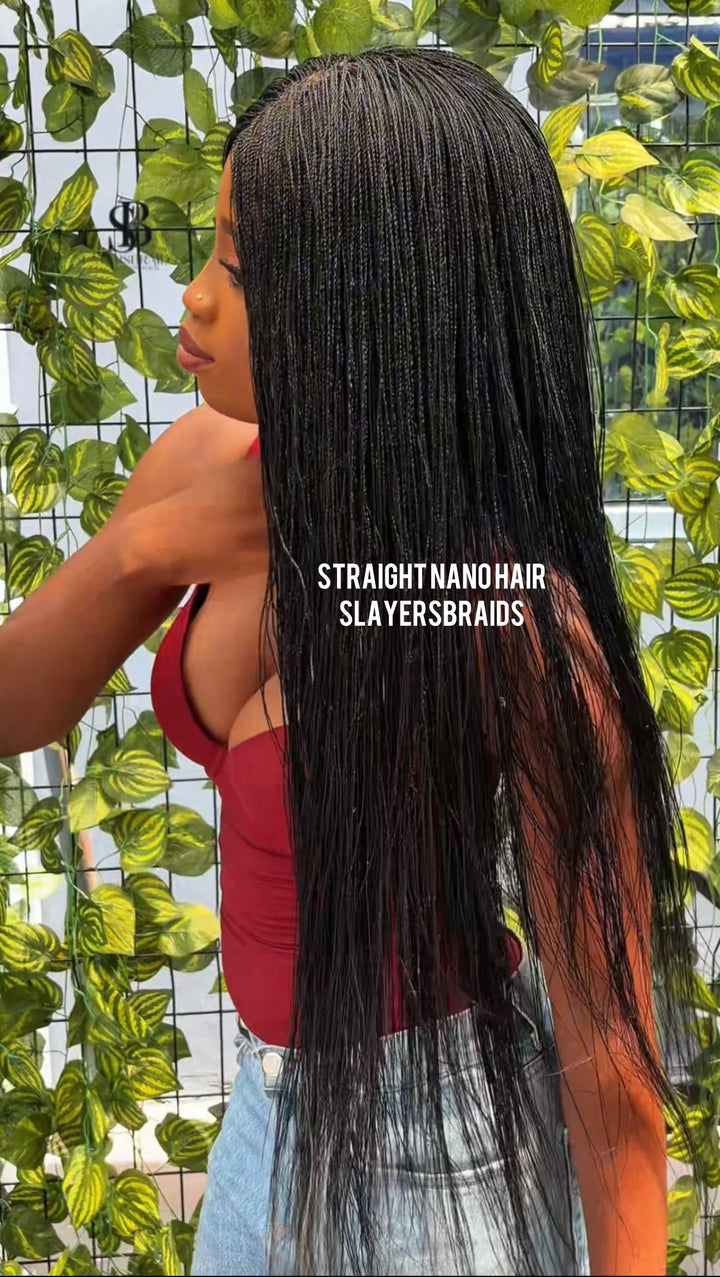 Quality Mini Twist Braided Wig | Long born Straight Wig  -Nano 