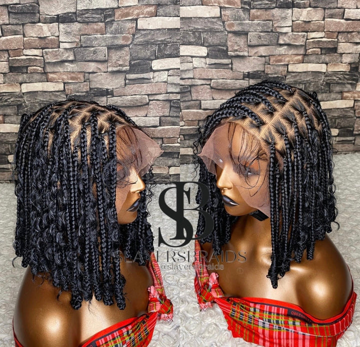 Fast Ship US UK Curly Knotless Bob Wig -Bam