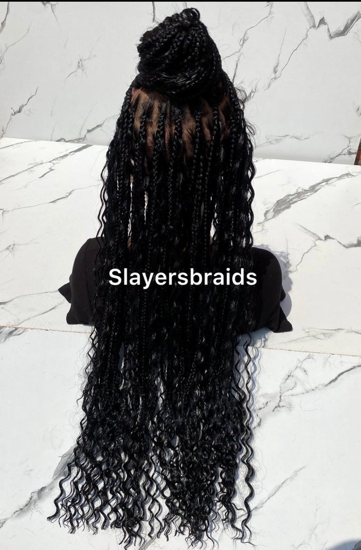 Black ZigZag Cornrow Braided Wig: Tribal Wig -Janet