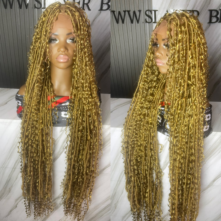 Honey blonde Boho fauxlocs wig 45”