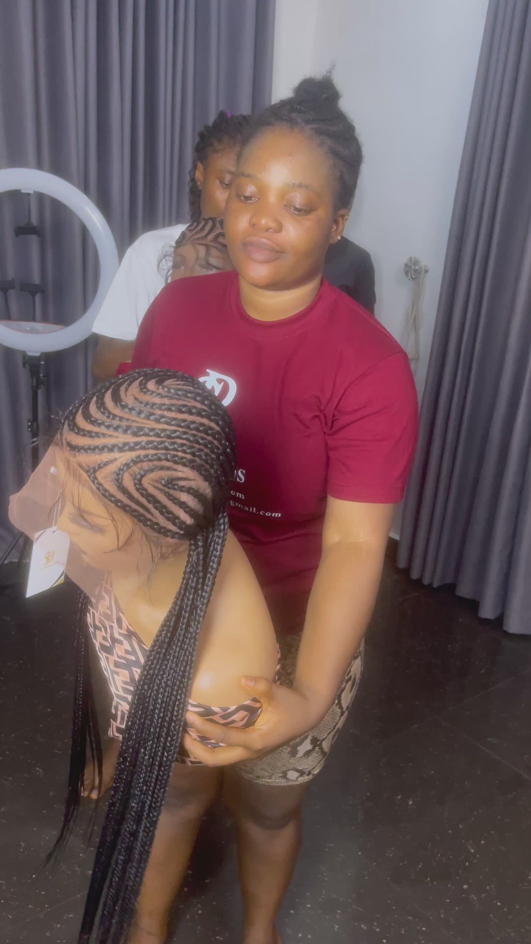 Straight All back Custom Braided Wig for Black Women -Sandra Unit