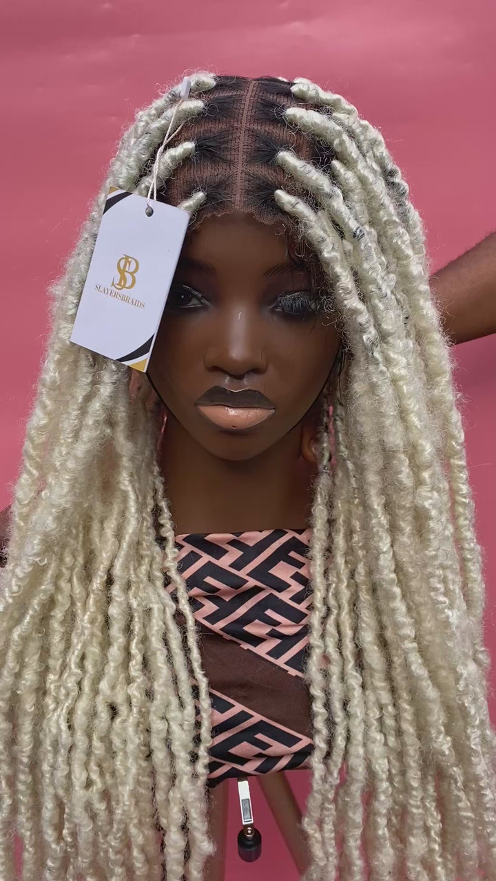 Dark Root Blonde Hair Faux Locs Wig -Asanti unit