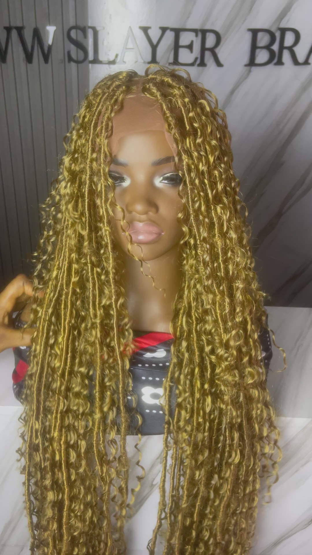 Honey blonde Boho fauxlocs wig 45”