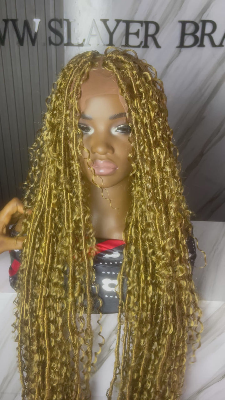 Honey blonde Boho fauxlocs wig 45”