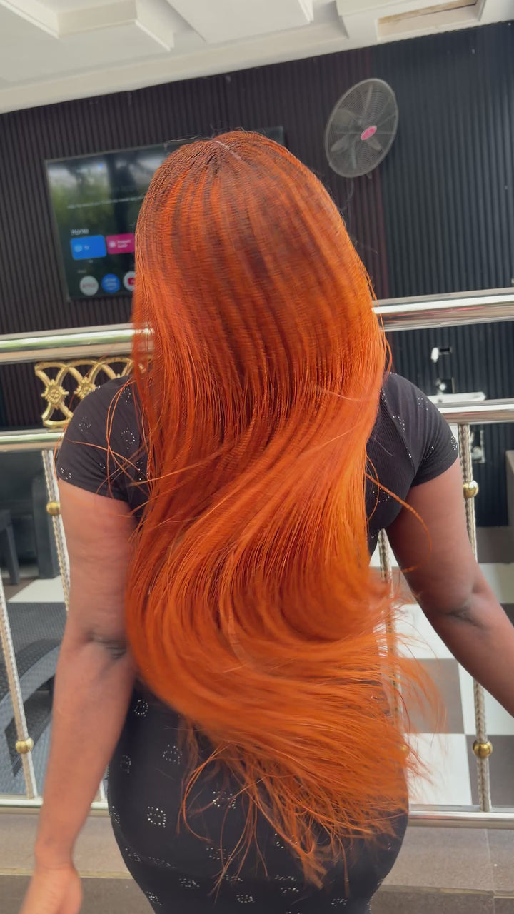 Mini MicroTwist Braided Wig | Long born Straight Wig  -Nano Orange