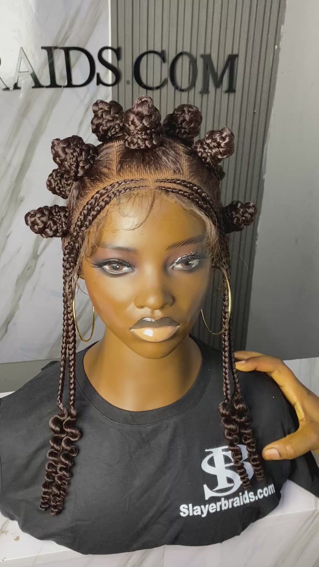 Bantu knot wig: fulllace braidedwig  -Buntu
